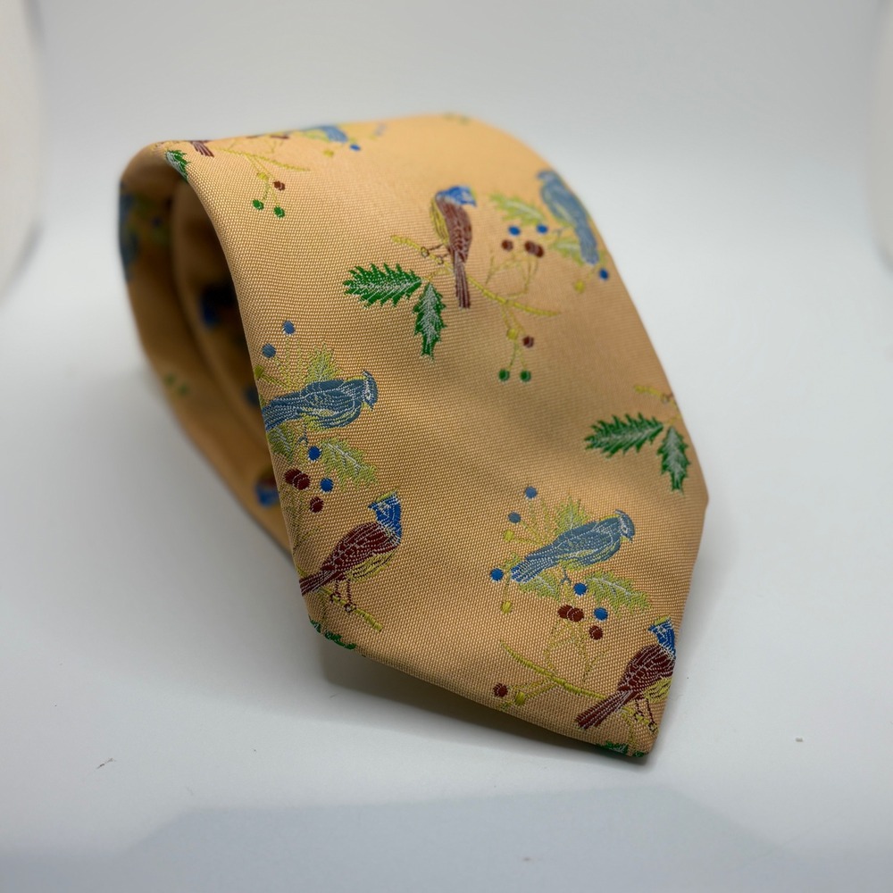 Sears The Mens Store Bird and Holly Pattern Neck Tie 100‎ Percent Polyester